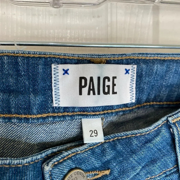 PAIGE Jimmy Jimmy Crop Jeans Size 29 Whiskering Medium Wash - Picture 4 of 7